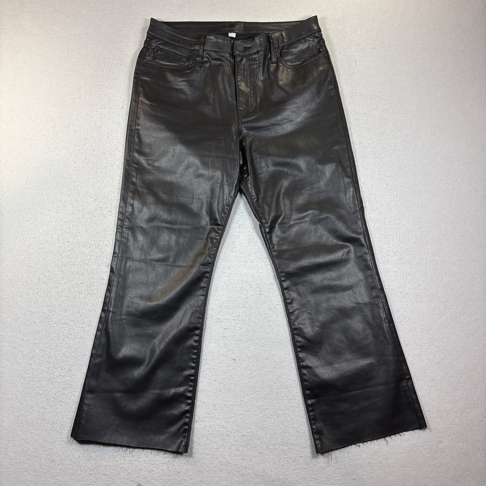 Kut From The Kloth Kelsey High Rise Ankle‎ Flare Pant Faux Leather Size 14 Black